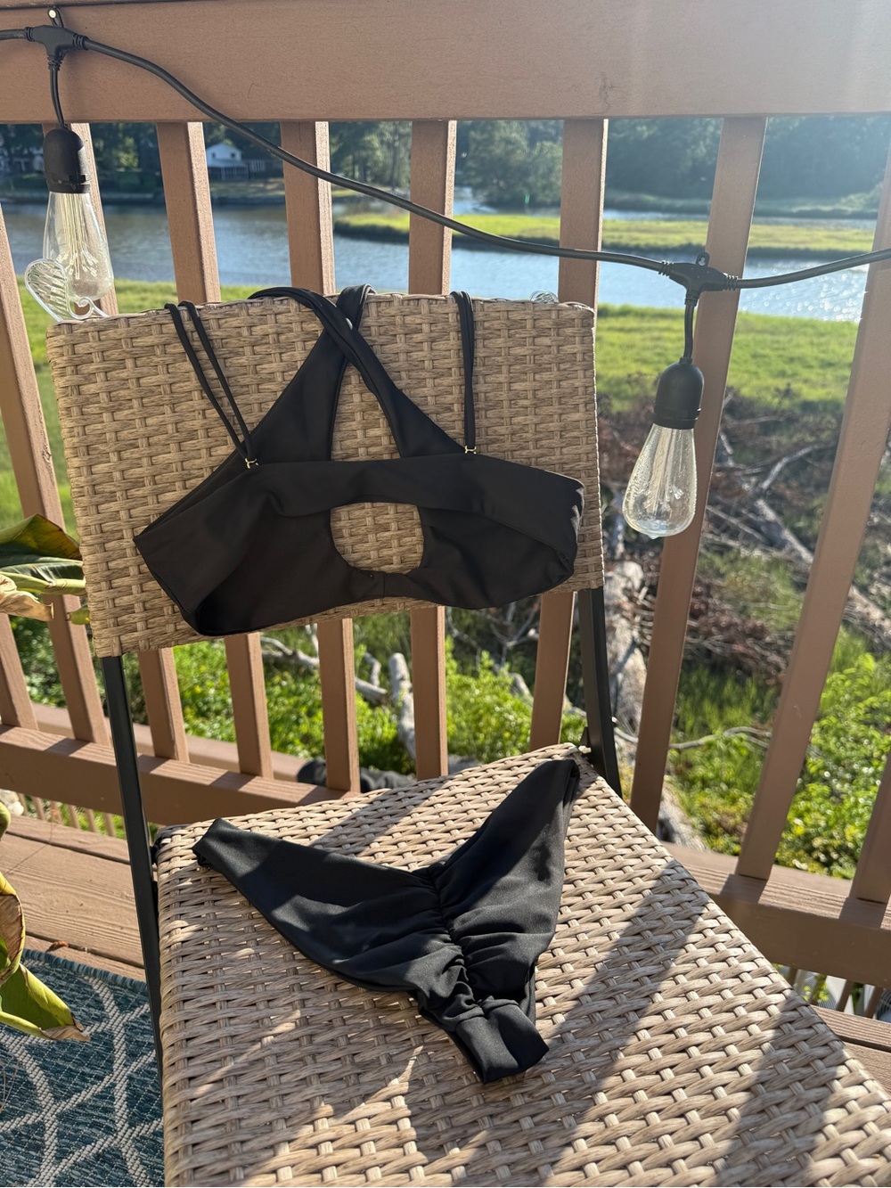 Skatie Black Bralette Bikini Top with Matching Bottoms - Picture 2 of 4